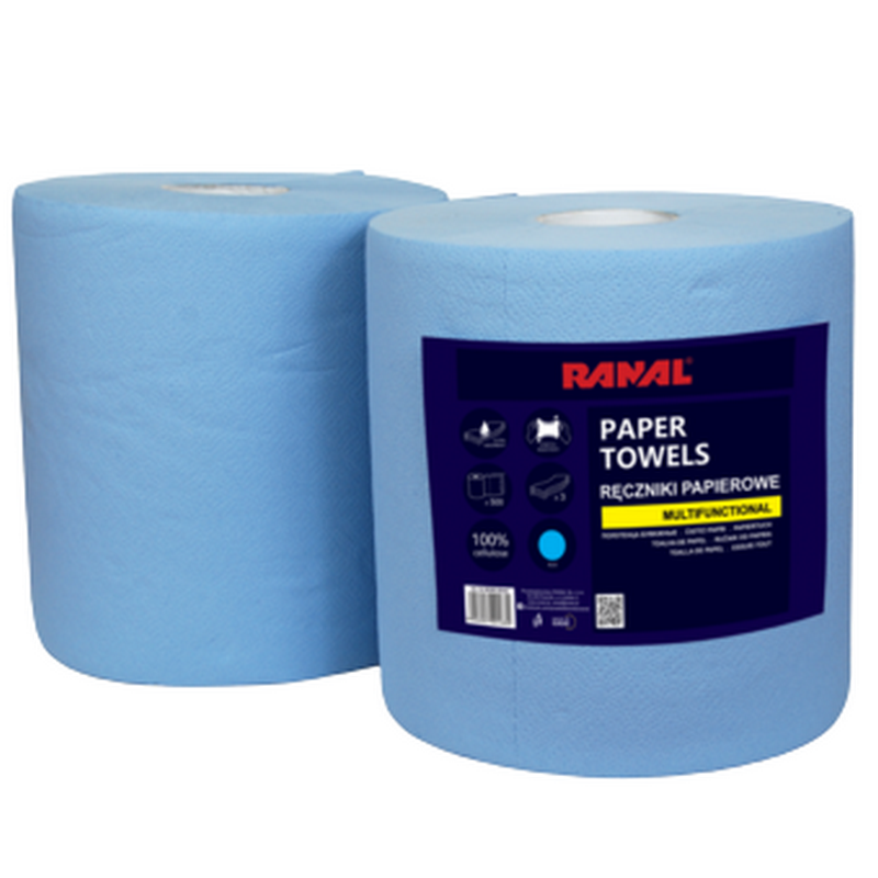 Полотенца бумажные 3-х шаровые RANAL (синие) - изображение, фото
