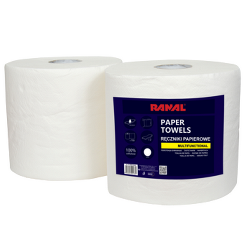 Полотенца бумажные 2-х шаровые RANAL (белые) - изображение, фото